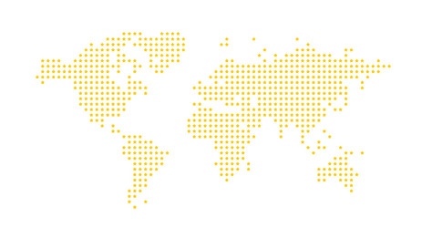 Dotted yellow stars abstract world map stock vector