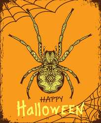 Happy halloween spider web card background vector