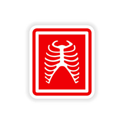 Paper sticker on white background x-rays of ribs Vector Image