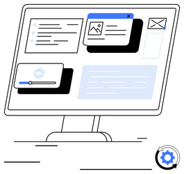 digital workflow displayed on monitor vector image