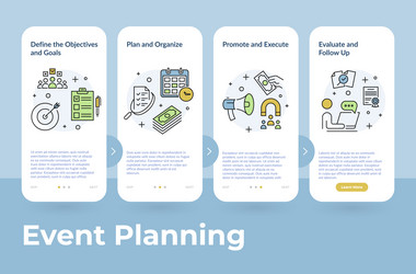 Event Planning App UI - Process Steps vector image