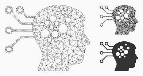 neural computer links mesh carcass model vector image