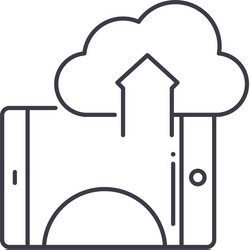 cloud upload icon linear isolated vector image