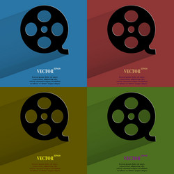 color set film flat modern web button with long vector