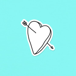 doodle lack and white heart with an arrow journal vector