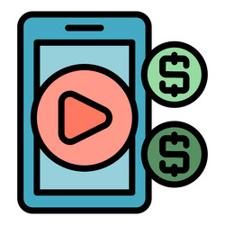 Smartphone data money icon flat vector