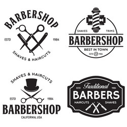 Vintage Barbershop Label Set Vector Image