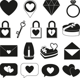 Black and white 17 valentine elements vector