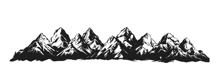 Mountain with pine trees and landscape black vector