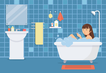 Woman in bathroom funny characters vector