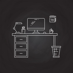 office work place with table computer lamp vector image