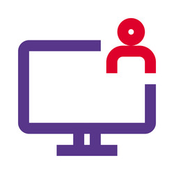 user actively utilizing the monitor for tasks vector image