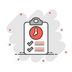 document witch clock icon in flat style checklist vector image