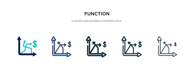 Function icon in different style two colored vector