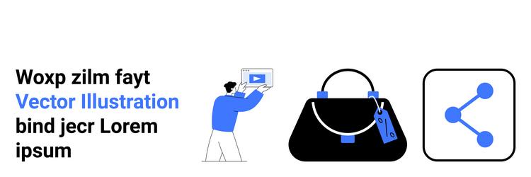 man watching tutorial stylish handbag with tag vector image