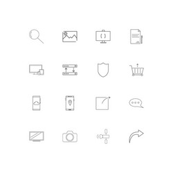 network and database simple linear icons set vector image