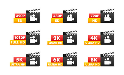 clapperboard with video resolution markings vector image