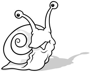 Drawing of a funny snail with smile on his face vector