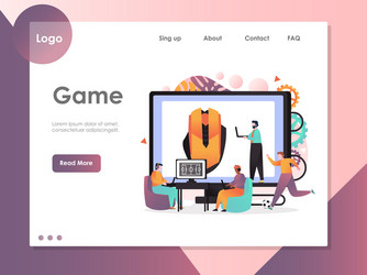 Game website landing page design template vector