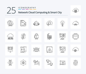 Network cloud computing and smart city 25 line Vector Image