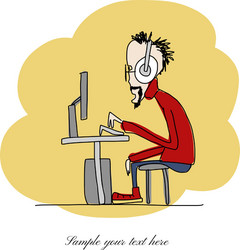 programmer at work sketch for your design vector image