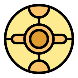 round button with abstract pattern is being pushed vector image