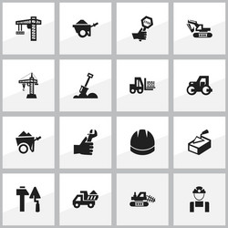 set of 16 editable structure icons includes vector image