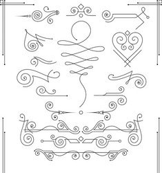 set of elegant curls and swirls elements vector