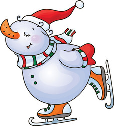 Snowman Skating Vector Image