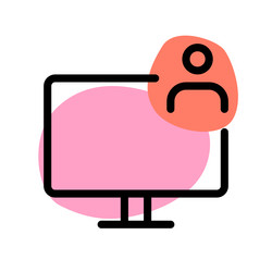 user actively utilizing the monitor for tasks vector image