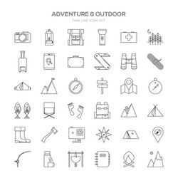 various adventure thin line icon set design vector image