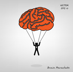 Brain parachute with businessman on background vector