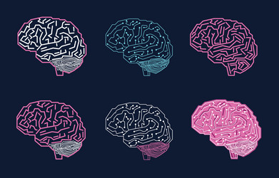 digital human brain with computer circuit board vector image