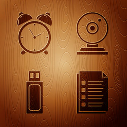 set file document alarm clock usb flash drive vector image