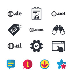 top-level domains signs de com net and nl vector image