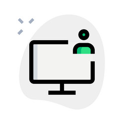 user actively utilizing the monitor for tasks vector image