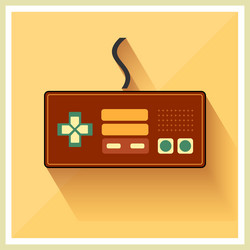 computer video game controller joystick flat icon vector