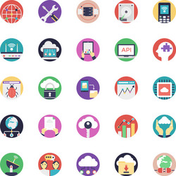 Database and cloud technology flat icons vector