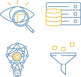 machine learning color linear icons set vector image