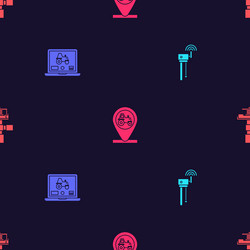 set router and wi-fi signal laptop application vector image