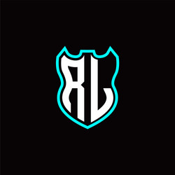 r l initial logo design with shield shape vector image