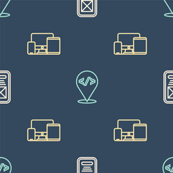 set line ui or ux design monitor mobile tablet vector image
