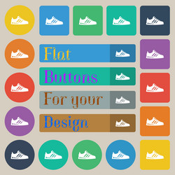 sneakers icon sign set of twenty colored flat vector