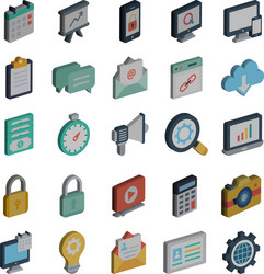 web design and seo isometric icons set tha vector image