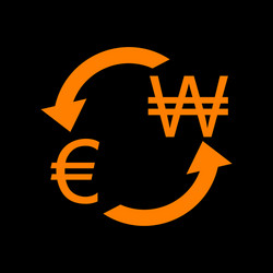 Currency exchange sign euro and south korea won vector