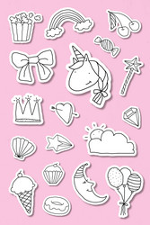 cute doodle style journal sticker with a white vector