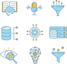 machine learning color icons set vector image