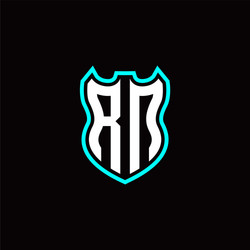 r n initial logo design with shield shape vector image