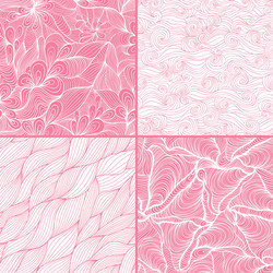 Set of four seamless abstract hand-drawn pattern vector