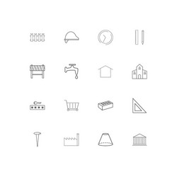 buildings and constructions simple linear icons vector image